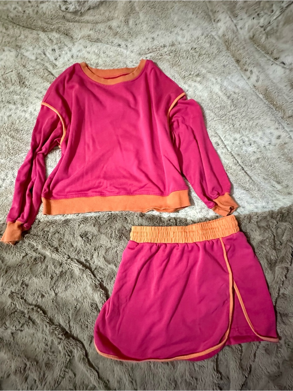 Girls Pink and Orange Two-Piece Pajama Set